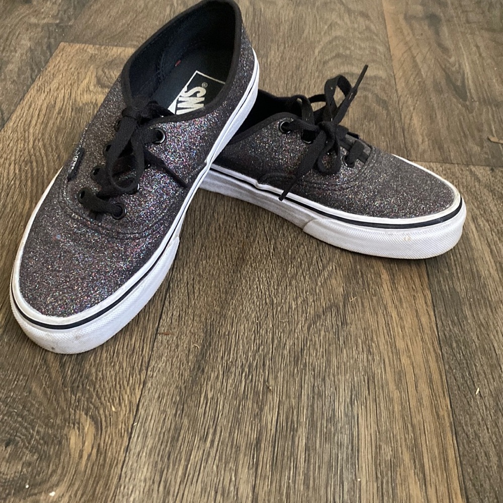 Black multicolored glittered vans